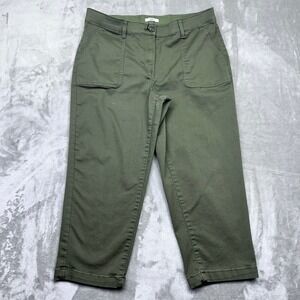 Croft & Barrow Olive Green Crop Pants Women Petite 14P Fits 34"‎ Casual Trousers